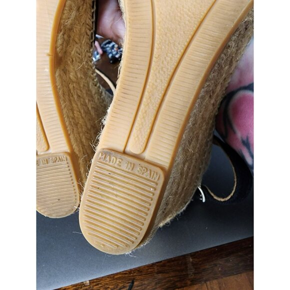 Toni Pons Women's Caldes Espadrille Linen Spain Black Wedge Sandal Size 8 - Picture 9 of 10